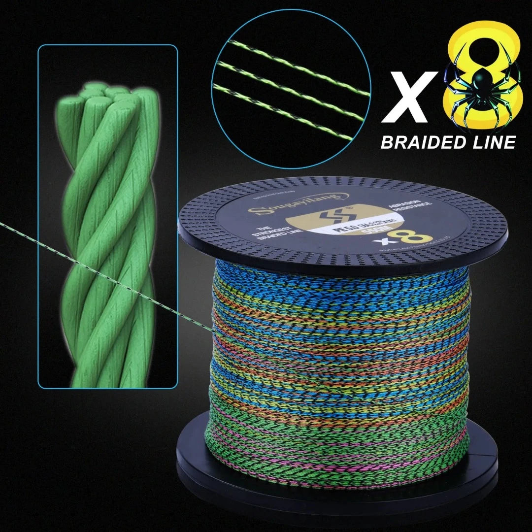 Fil de Pêche Tressé 8 Brins Multifilament 550M