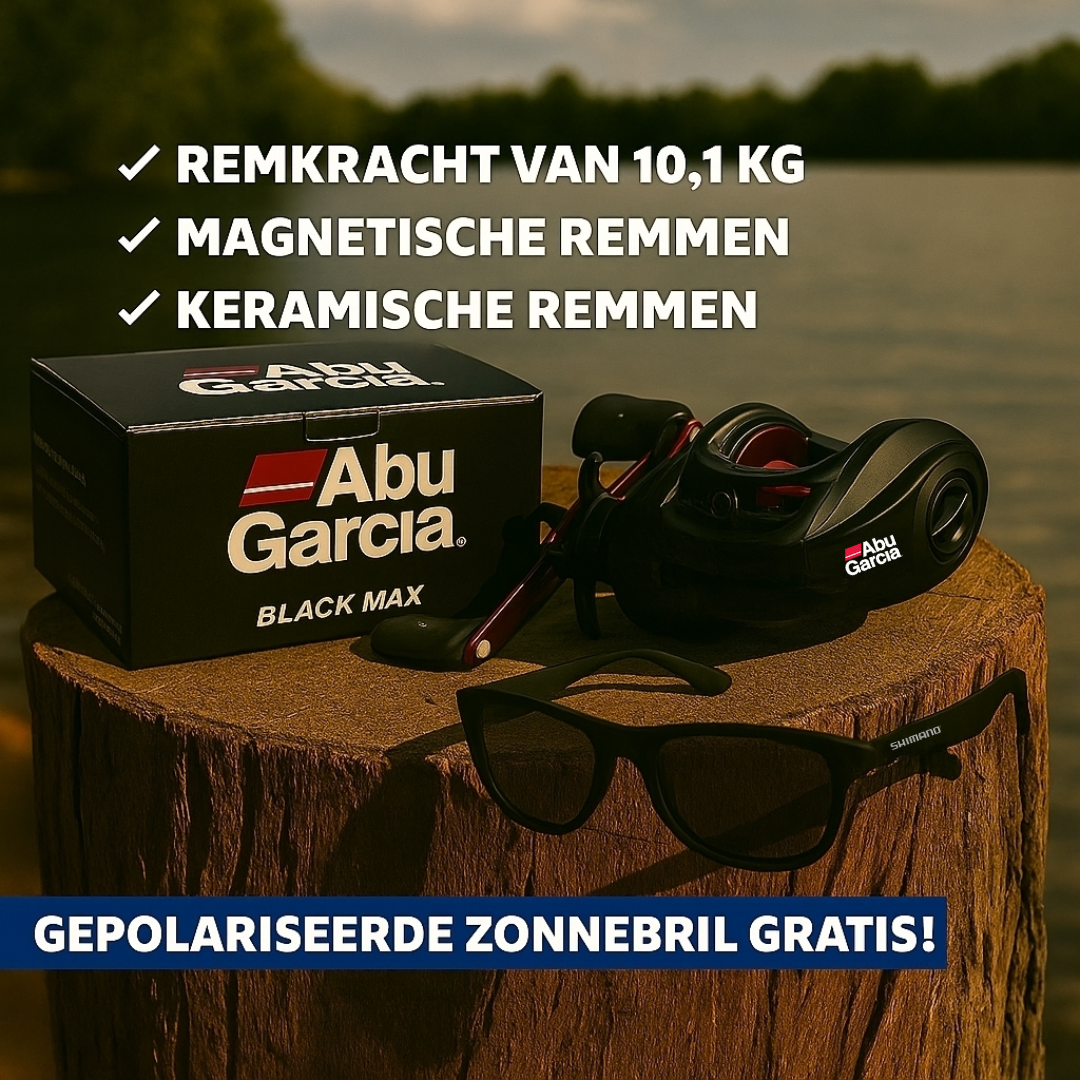 Abu Garcia Black MAX3 Molen met Anti-Klit Systeem + GRATIS Shimano Zonnebril als Cadeau
