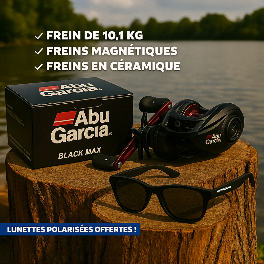 Moulinet Abu Garcia Black MAX3 Anti-Perruque + Lunettes SHIMANO Offertes en Cadeau
